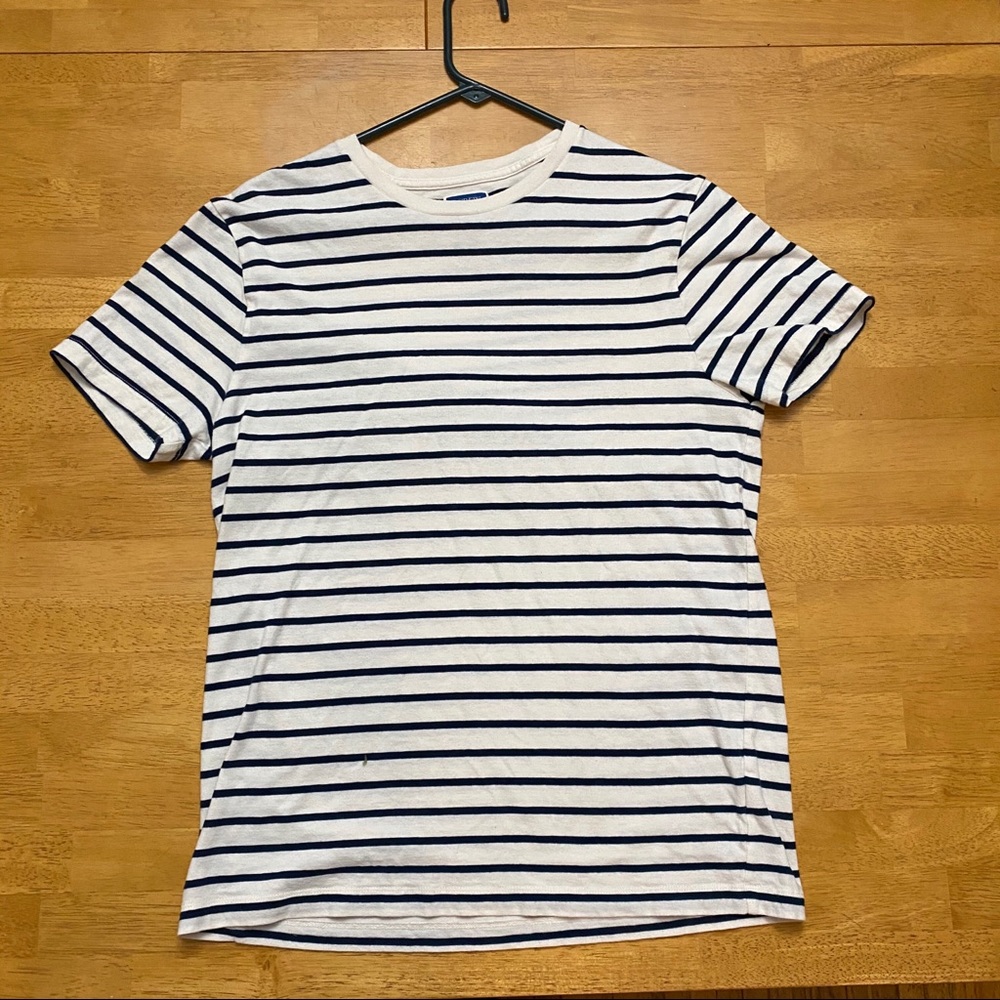 Blue and white striped t-shirt